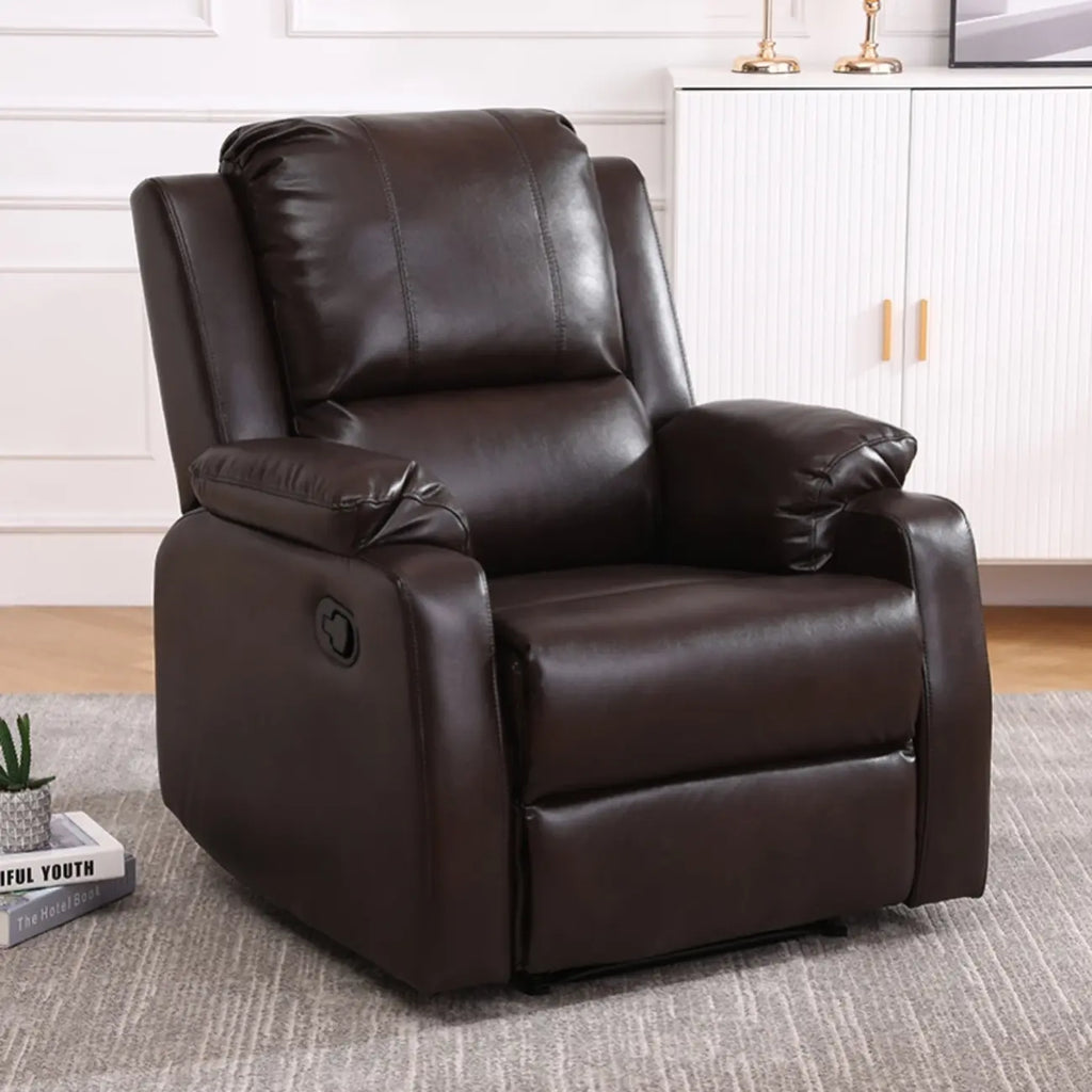 Fauteuil inclinable manuel luxueux en cuir noir avec soutien lombaire