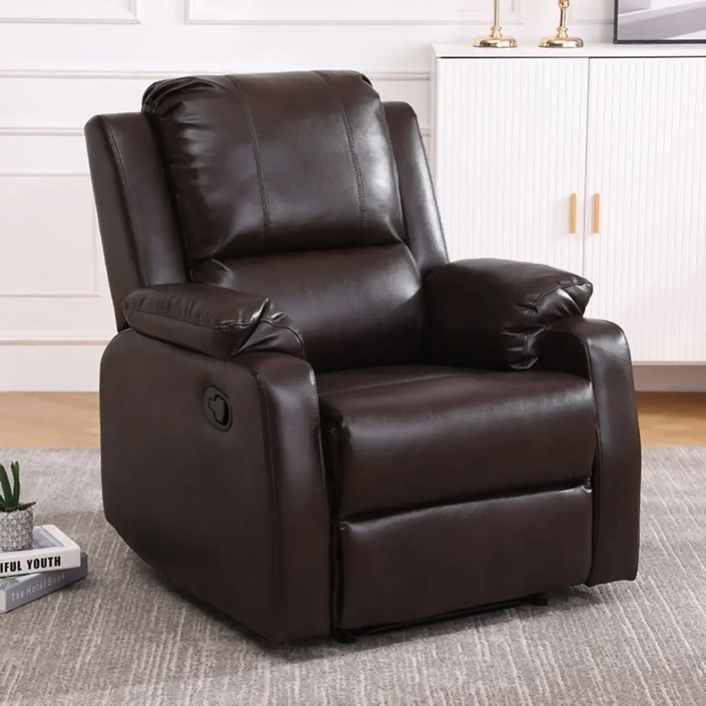Fauteuil inclinable manuel luxueux en cuir noir avec soutien lombaire