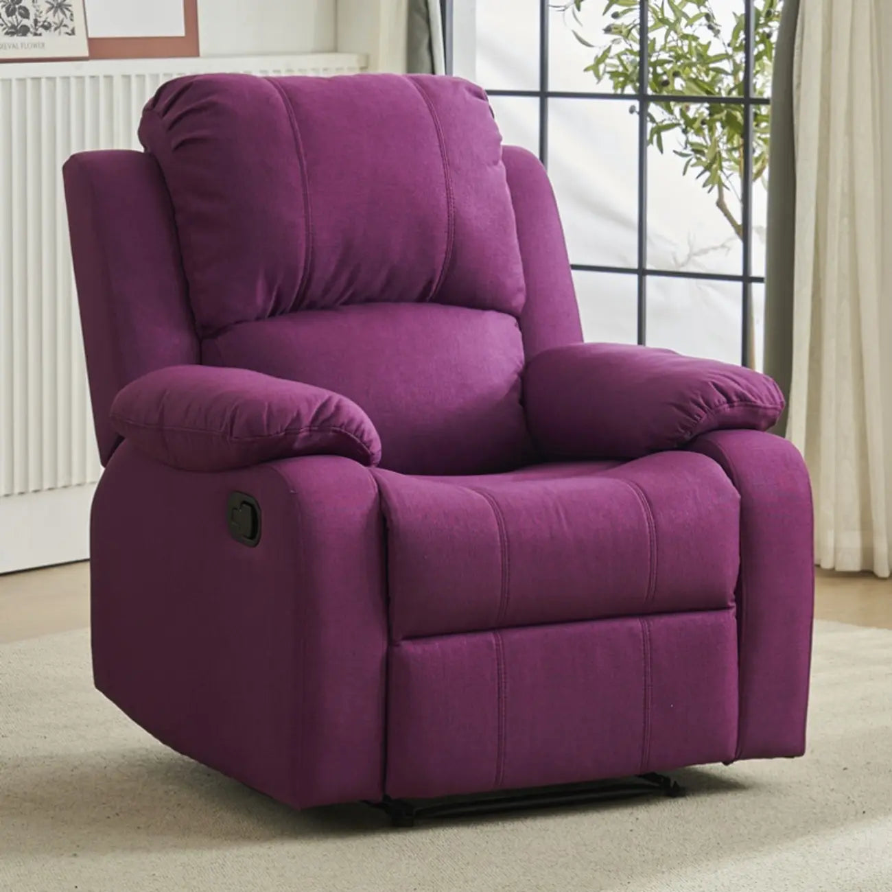 Fauteuil inclinable manuel luxueux en cuir noir avec soutien lombaire