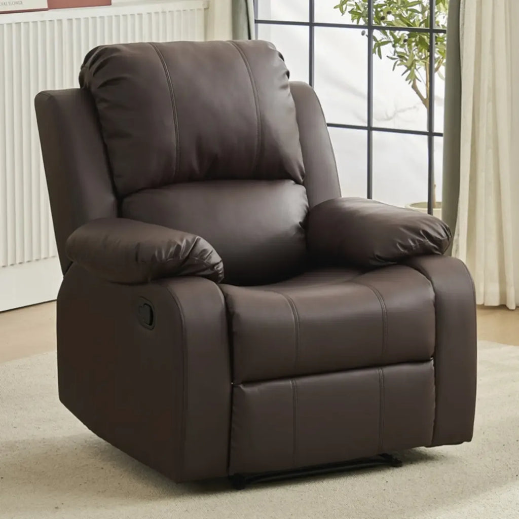 Fauteuil inclinable manuel luxueux en cuir noir avec soutien lombaire