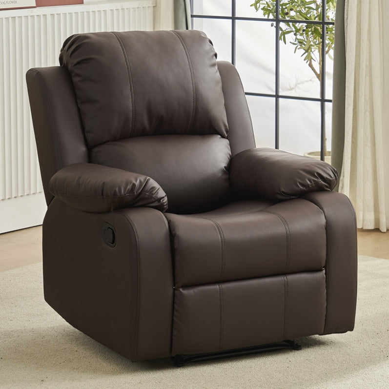 Fauteuil inclinable manuel luxueux en cuir noir avec soutien lombaire