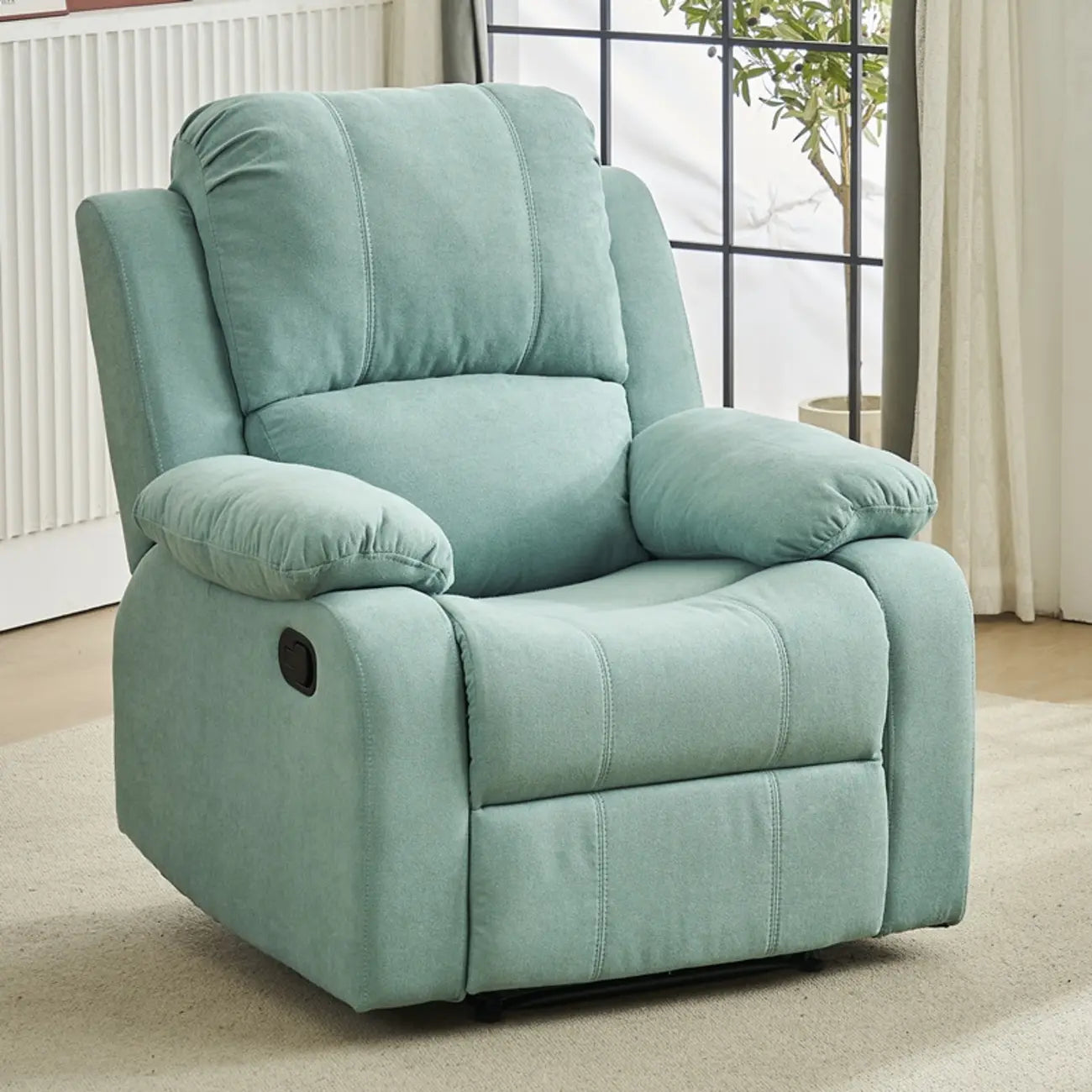 Fauteuil inclinable manuel luxueux en cuir noir avec soutien lombaire