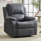 Fauteuil inclinable manuel luxueux en cuir noir avec soutien lombaire