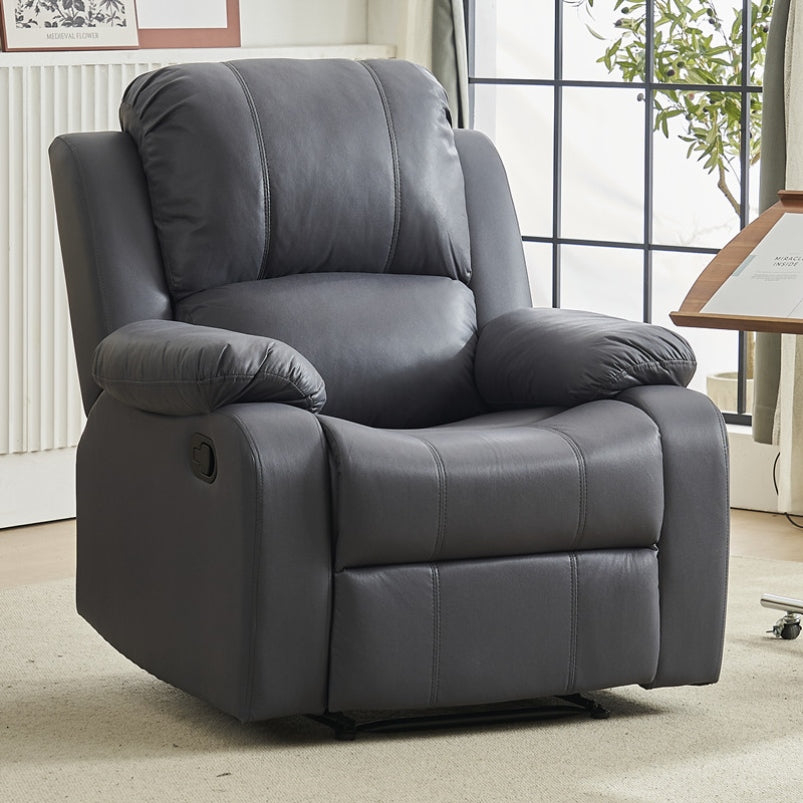 Fauteuil inclinable manuel luxueux en cuir noir avec soutien lombaire