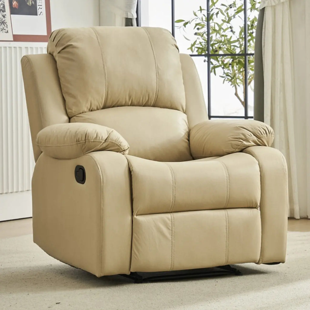 Fauteuil inclinable manuel luxueux en cuir noir avec soutien lombaire