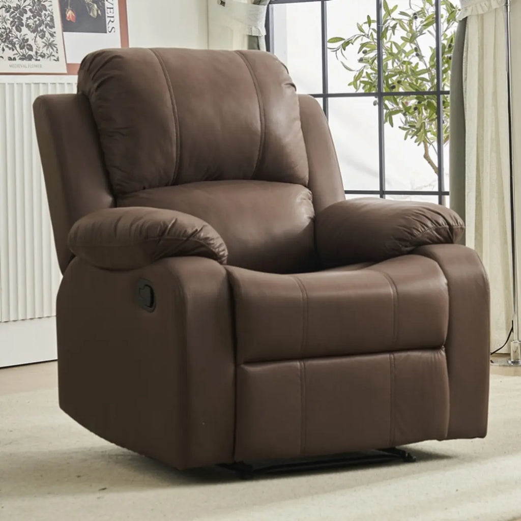 Fauteuil inclinable manuel luxueux en cuir noir avec soutien lombaire