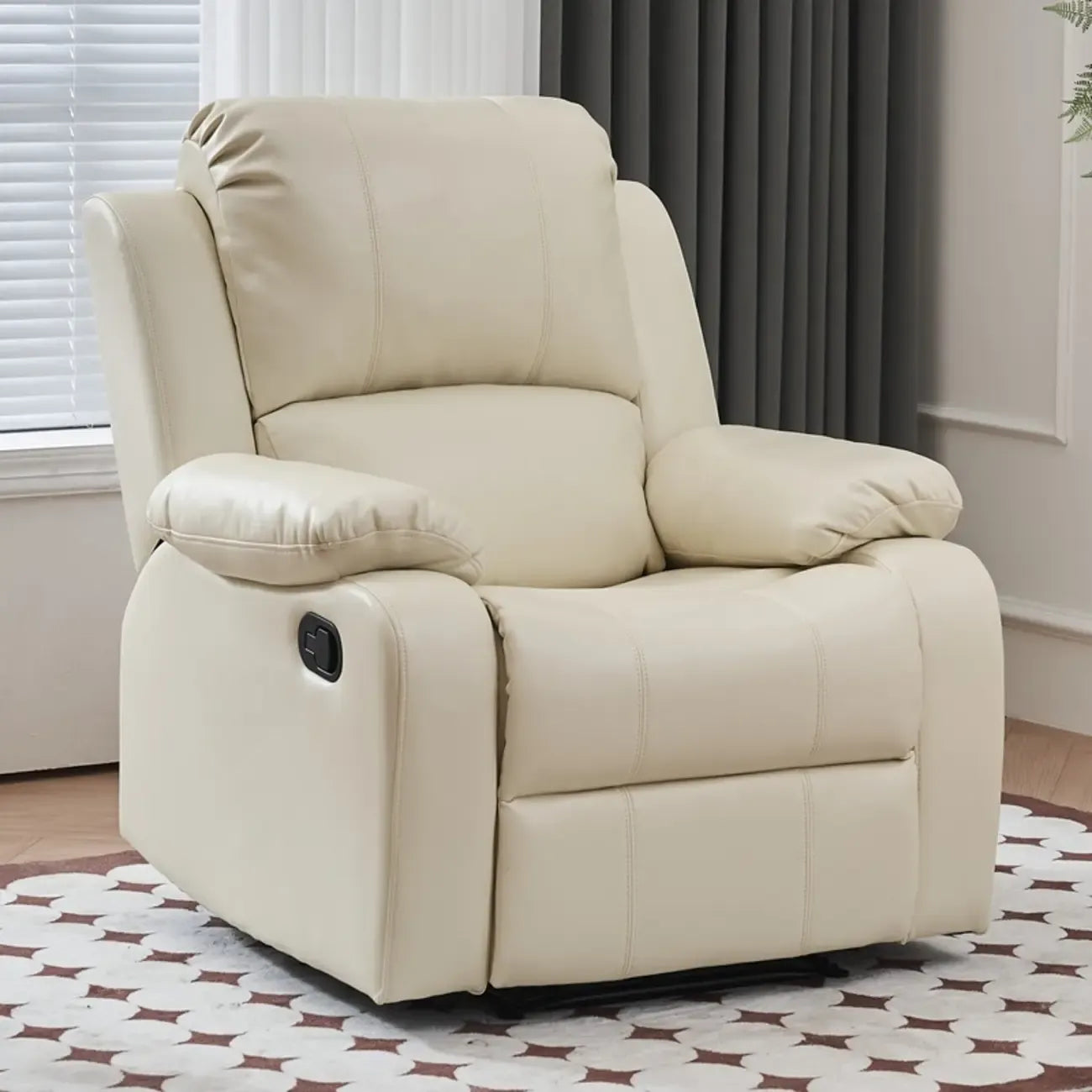 Fauteuil inclinable manuel luxueux en cuir noir avec soutien lombaire