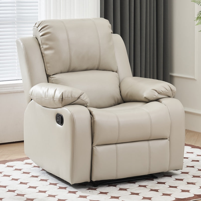 Fauteuil inclinable manuel luxueux en cuir noir avec soutien lombaire