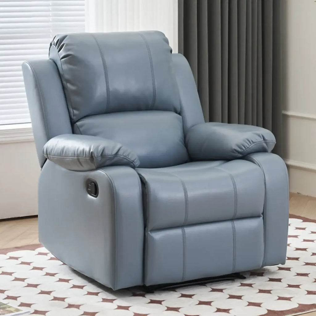 Fauteuil inclinable manuel luxueux en cuir noir avec soutien lombaire