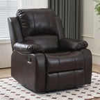 Fauteuil inclinable manuel luxueux en cuir noir avec soutien lombaire