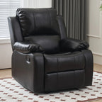 Fauteuil inclinable manuel luxueux en cuir noir avec soutien lombaire