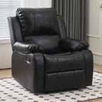 Fauteuil inclinable manuel luxueux en cuir noir avec soutien lombaire