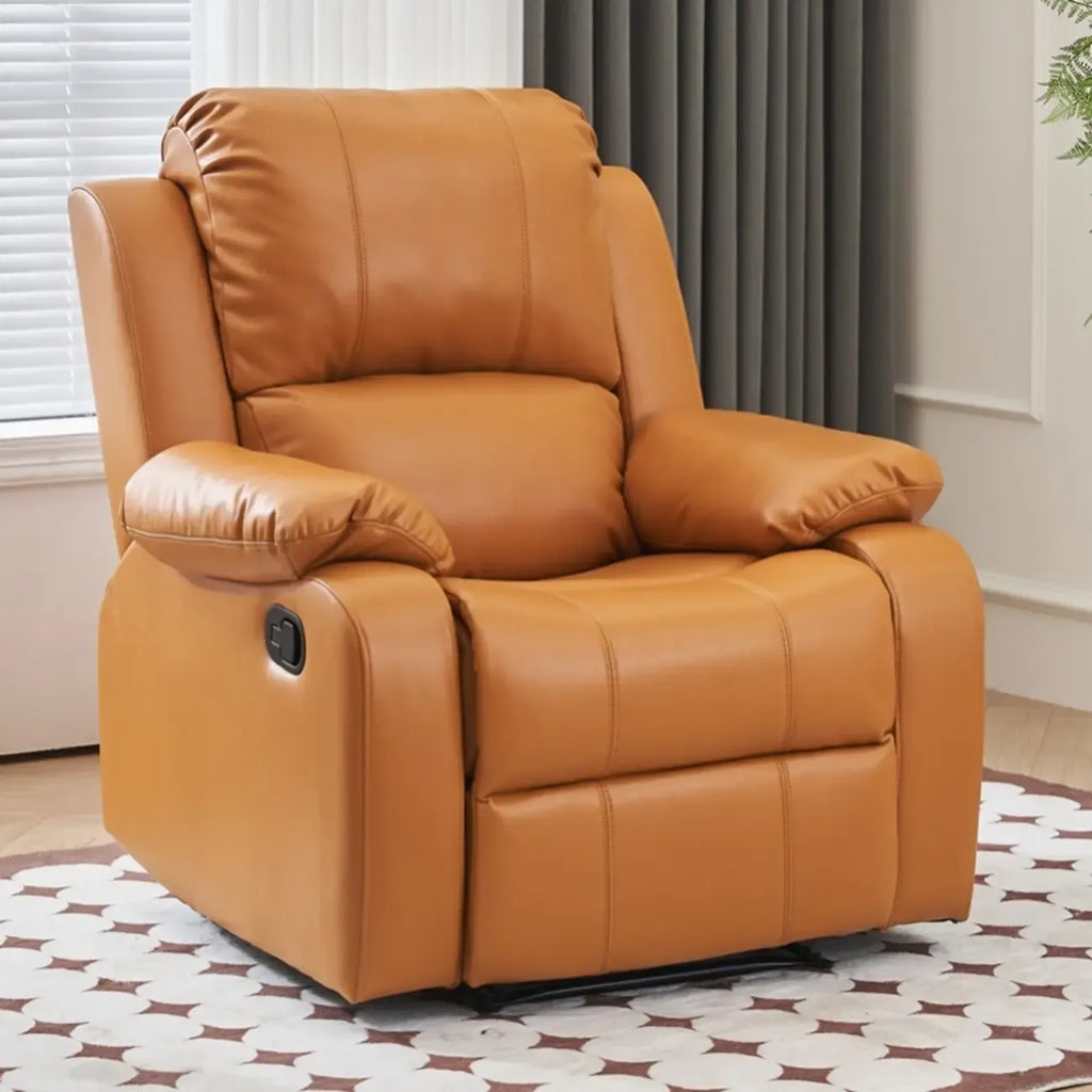 Fauteuil inclinable manuel luxueux en cuir noir avec soutien lombaire