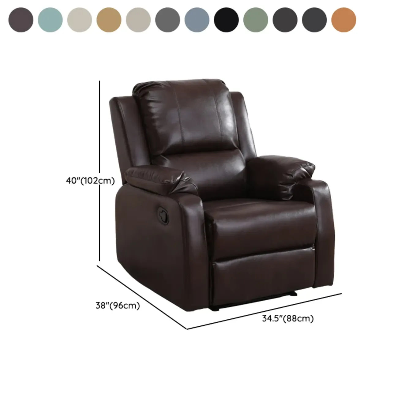 Fauteuil inclinable manuel luxueux en cuir noir avec soutien lombaire