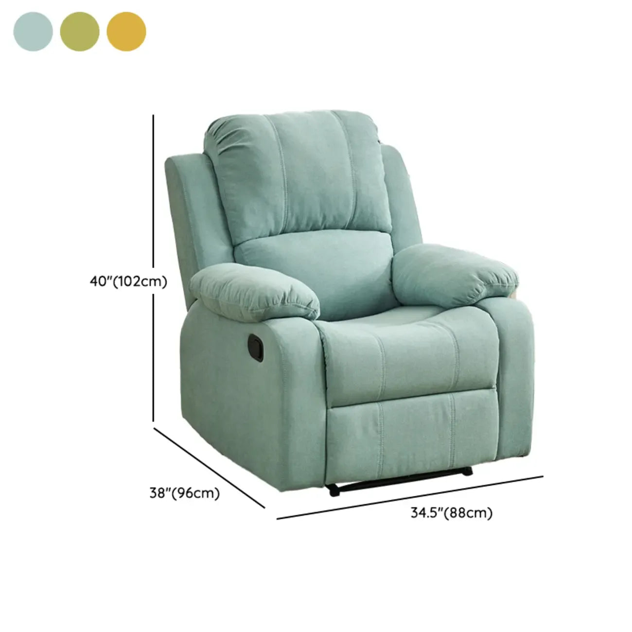 Fauteuil inclinable manuel luxueux en cuir noir avec soutien lombaire