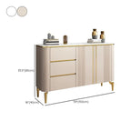 Armoire de rangement en métal doré avec grand plateau en pierre et sans poignée, style glamour