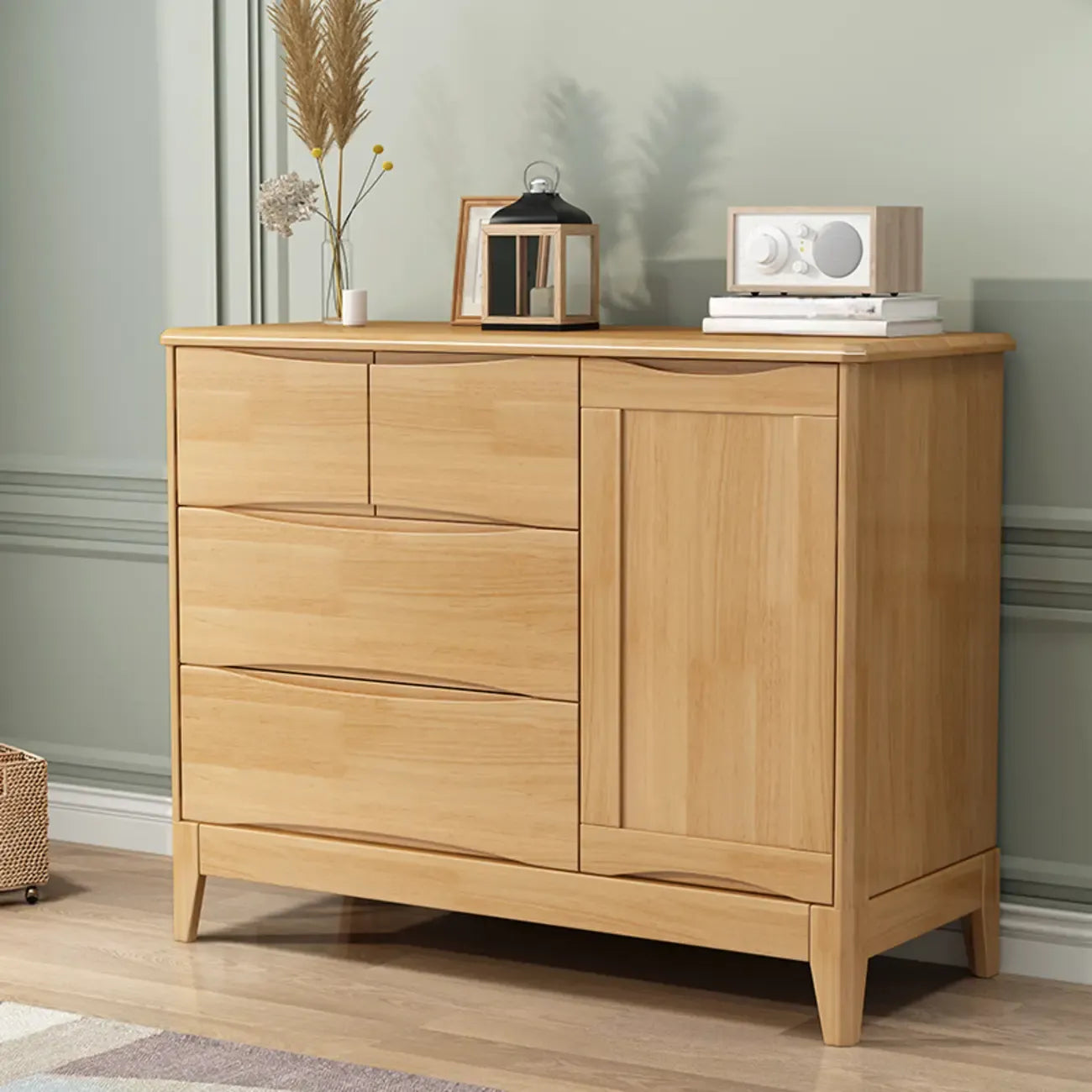 Armoire de rangement utilitaire classique en bois blanc et marron, grand format