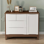 Armoire de rangement utilitaire classique en bois blanc et marron, grand format