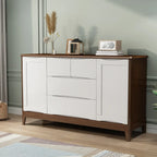Armoire de rangement utilitaire classique en bois blanc et marron, grand format