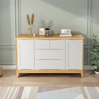 Armoire de rangement utilitaire classique en bois blanc et marron, grand format