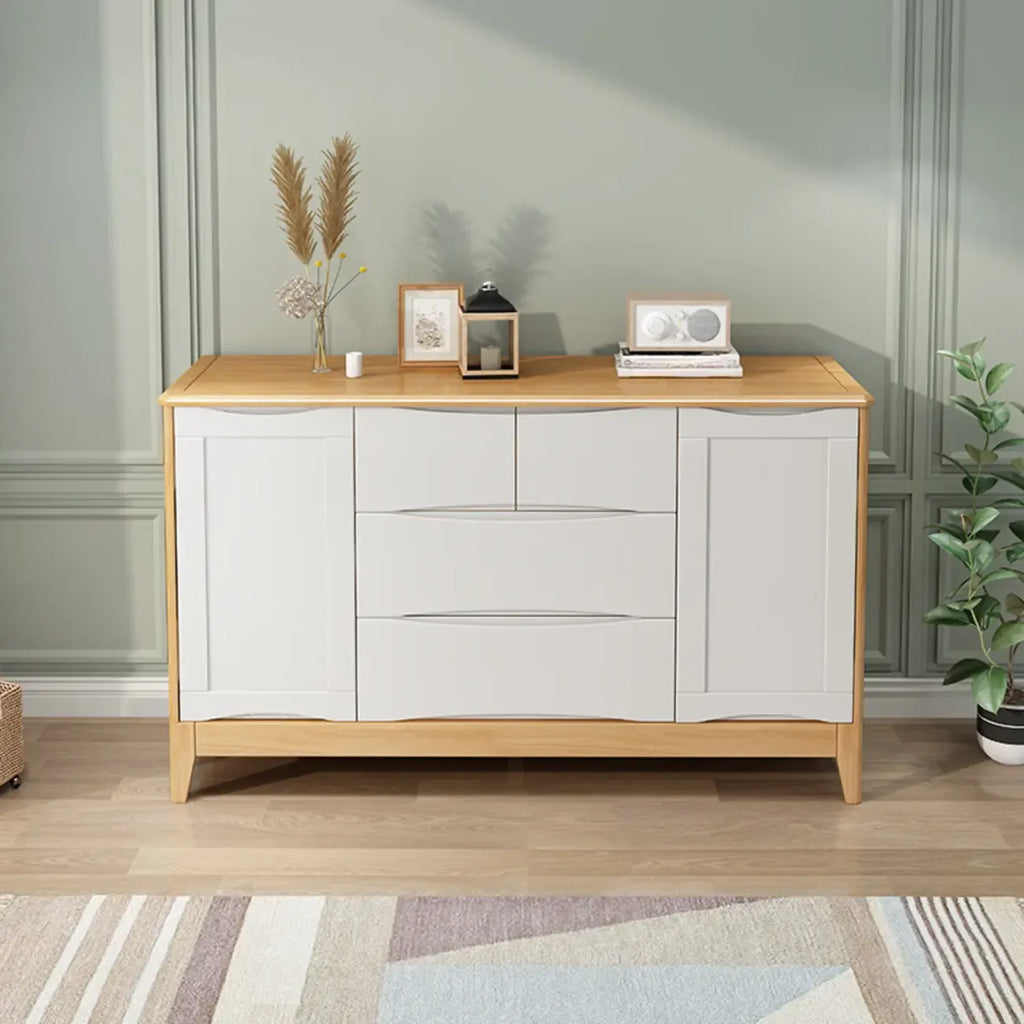 Armoire de rangement utilitaire classique en bois blanc et marron, grand format