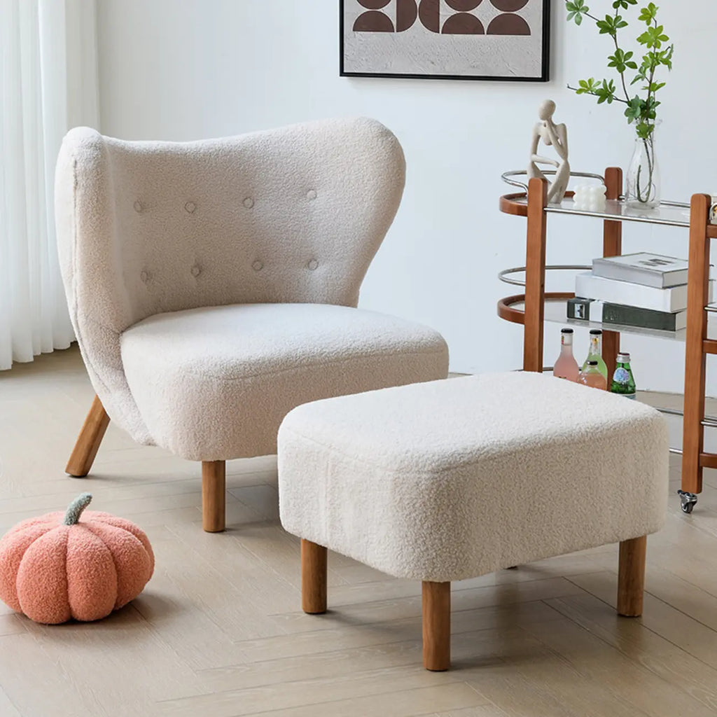 Fauteuil d'appoint minimaliste en tissu avec dossier capitonné pour salon