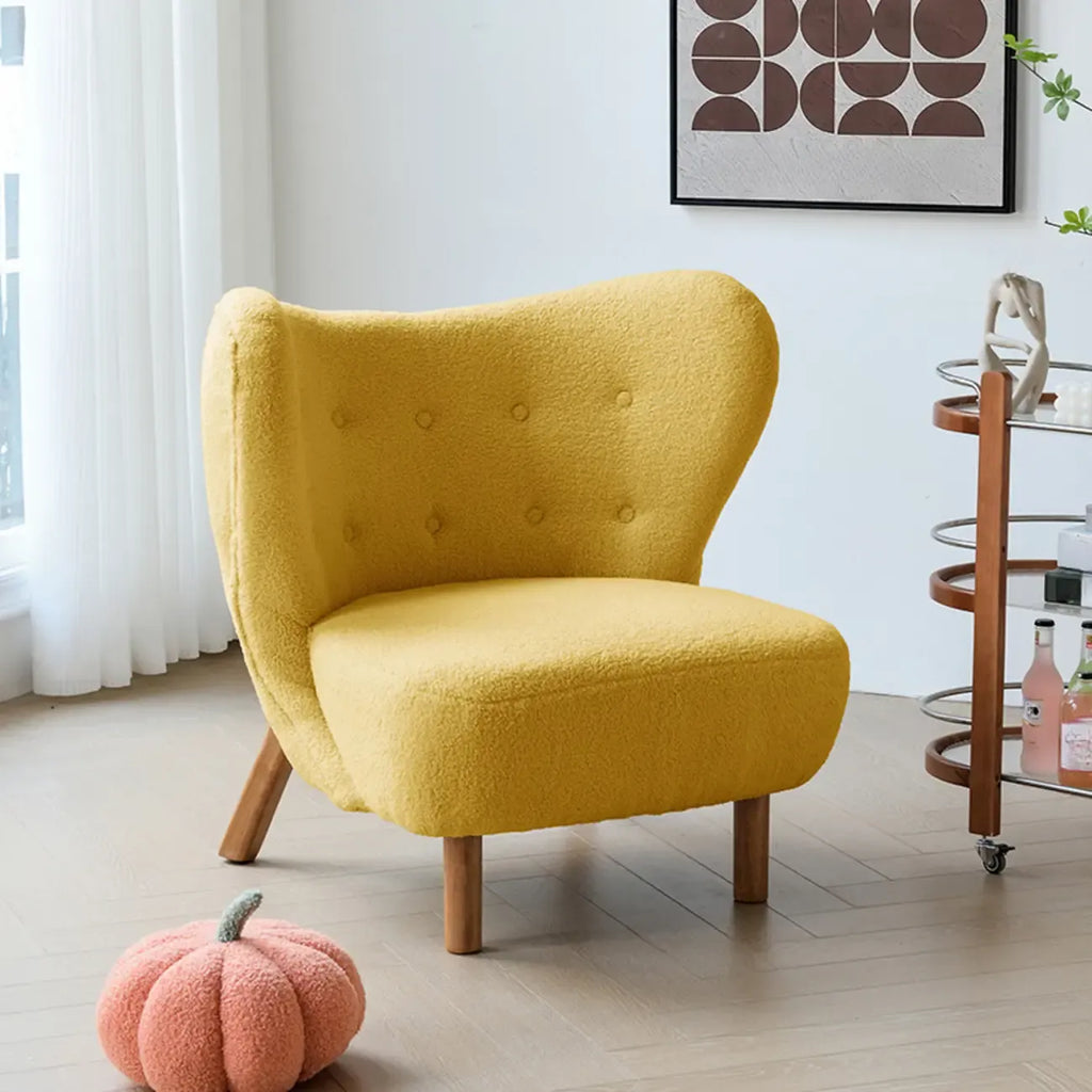 Fauteuil d'appoint minimaliste en tissu avec dossier capitonné pour salon