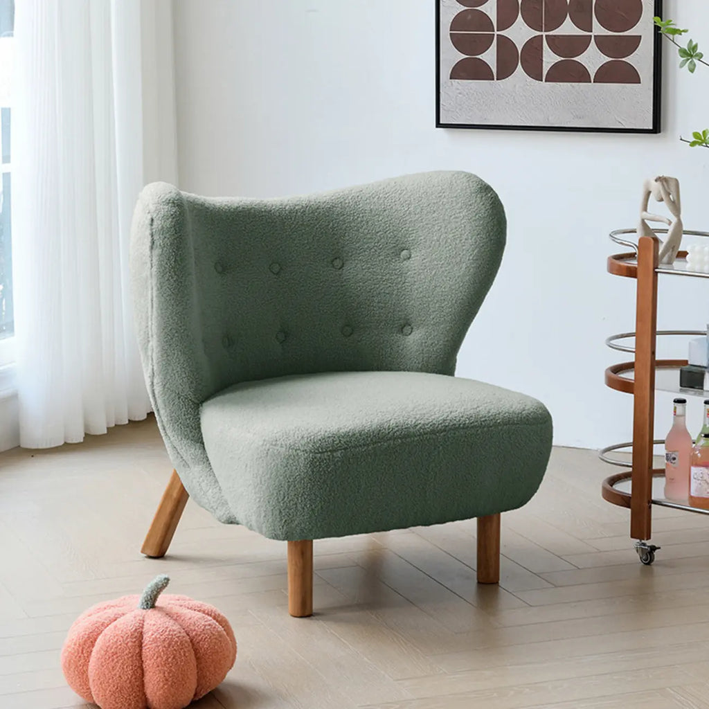 Fauteuil d'appoint minimaliste en tissu avec dossier capitonné pour salon