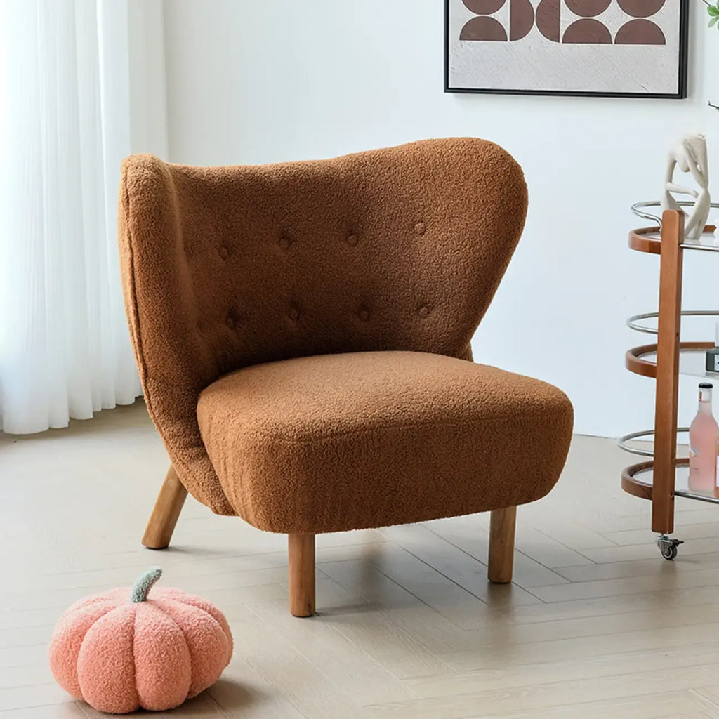 Fauteuil d'appoint minimaliste en tissu avec dossier capitonné pour salon