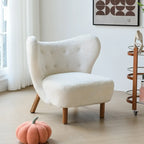 Fauteuil d'appoint minimaliste en tissu avec dossier capitonné pour salon