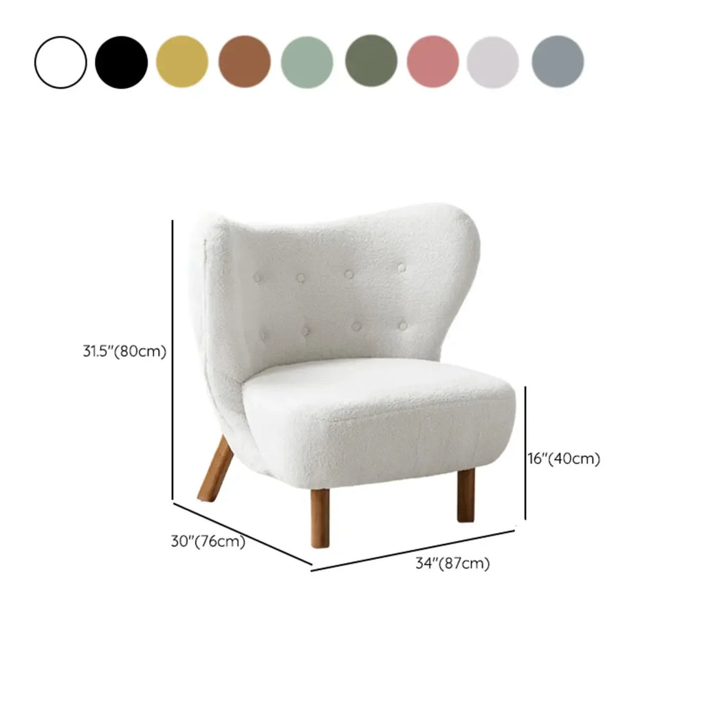 Fauteuil d'appoint minimaliste en tissu avec dossier capitonné pour salon