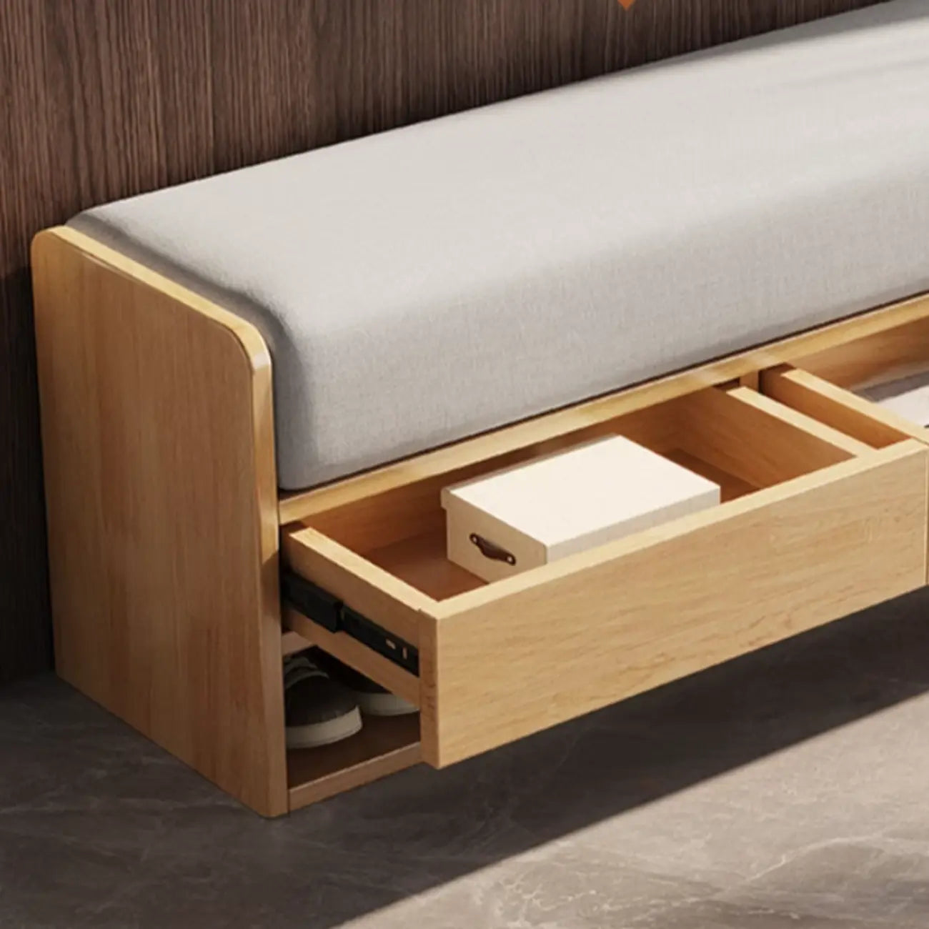 Banc à chaussures en bois autoportant pour entrée