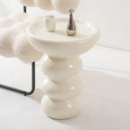 Table d'appoint ronde minimaliste en fibre de verre pour salon