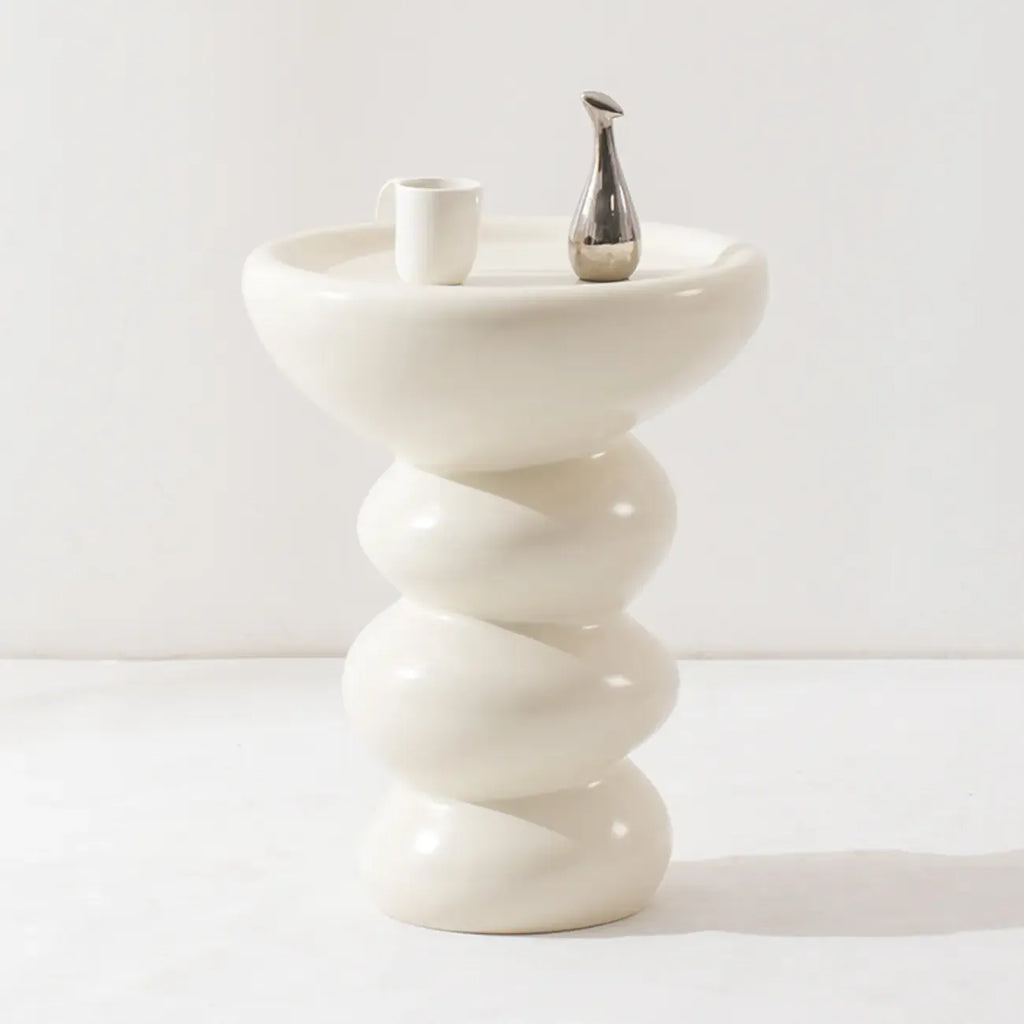 Table d'appoint ronde minimaliste en fibre de verre pour salon