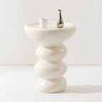 Table d'appoint ronde minimaliste en fibre de verre pour salon