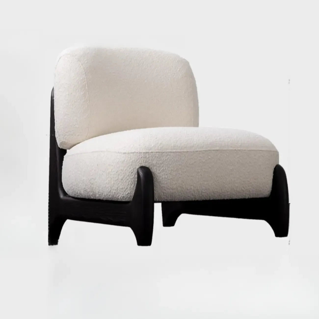 Fauteuil crapaud moderne en tissu noir avec coussin