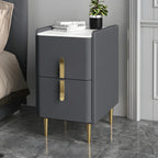 Table de chevet glamour à 2 tiroirs – Finition blanc cassé