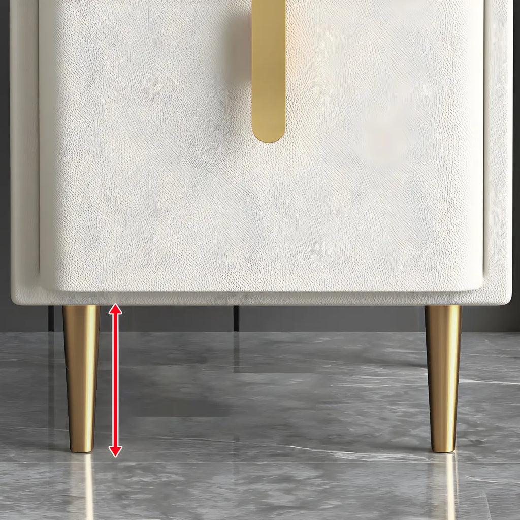 Table de chevet glamour à 2 tiroirs – Finition blanc cassé