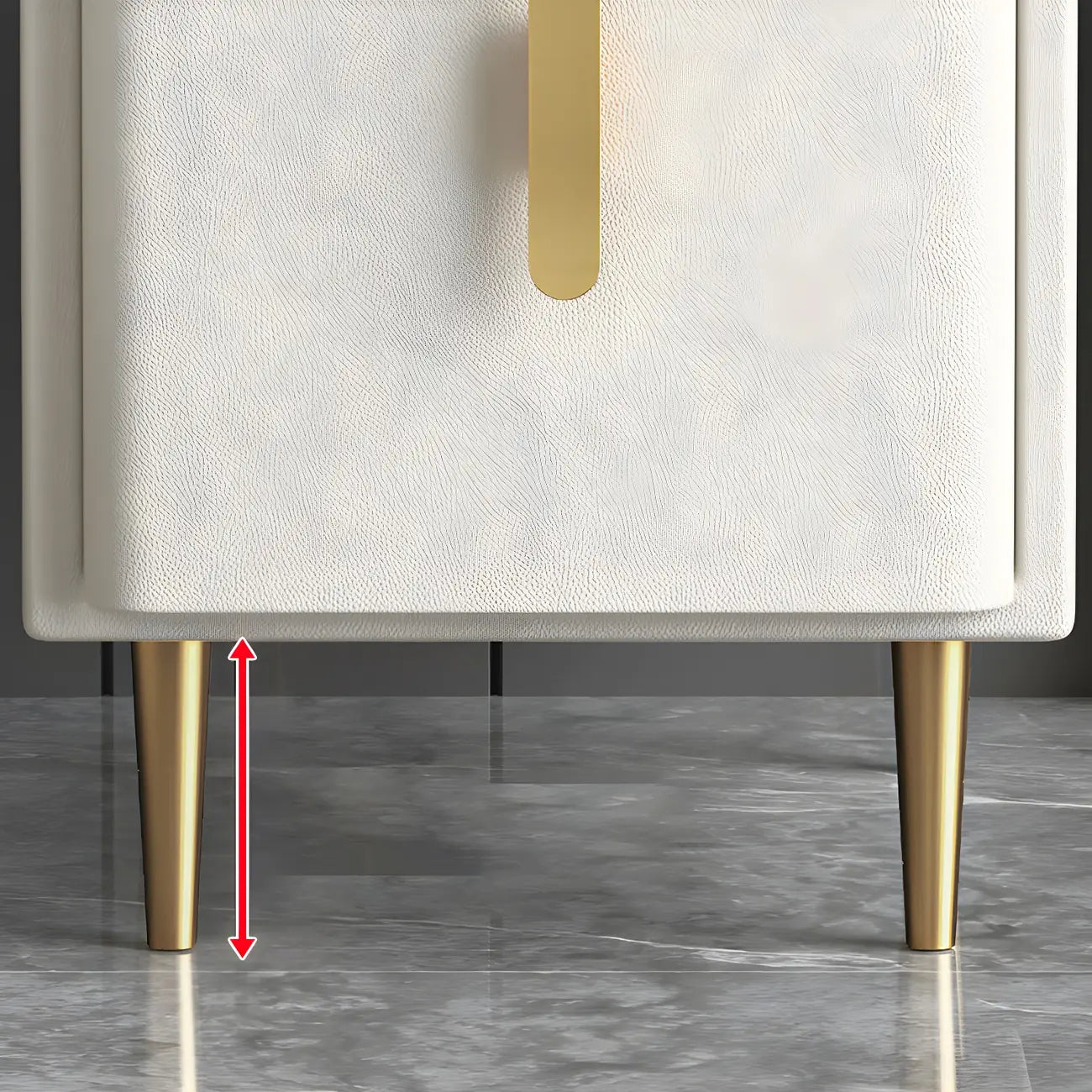 Table de chevet glamour à 2 tiroirs – Finition blanc cassé