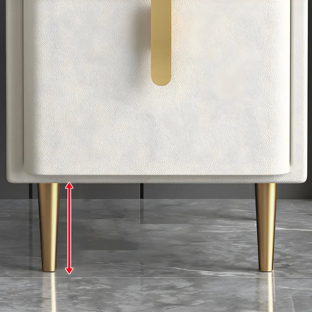 Table de chevet glamour à 2 tiroirs – Finition blanc cassé