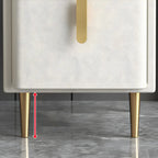Table de chevet glamour à 2 tiroirs – Finition blanc cassé