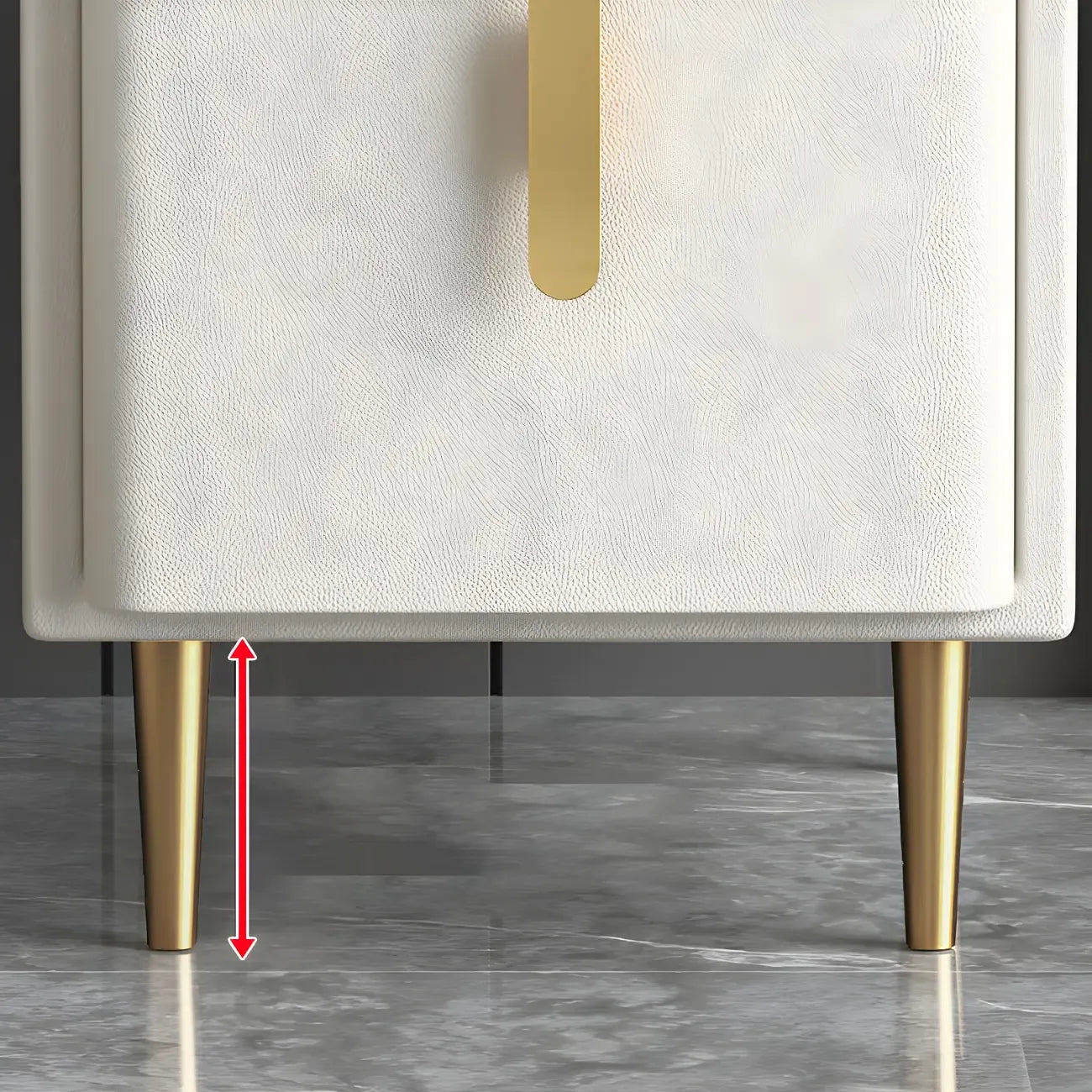 Table de chevet glamour à 2 tiroirs – Finition blanc cassé