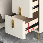 Table de chevet glamour à 2 tiroirs – Finition blanc cassé