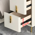 Table de chevet glamour à 2 tiroirs – Finition blanc cassé