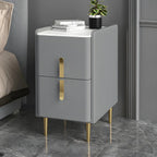 Table de chevet glamour à 2 tiroirs – Finition blanc cassé