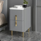 Table de chevet glamour à 2 tiroirs – Finition blanc cassé