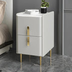 Table de chevet glamour à 2 tiroirs – Finition blanc cassé