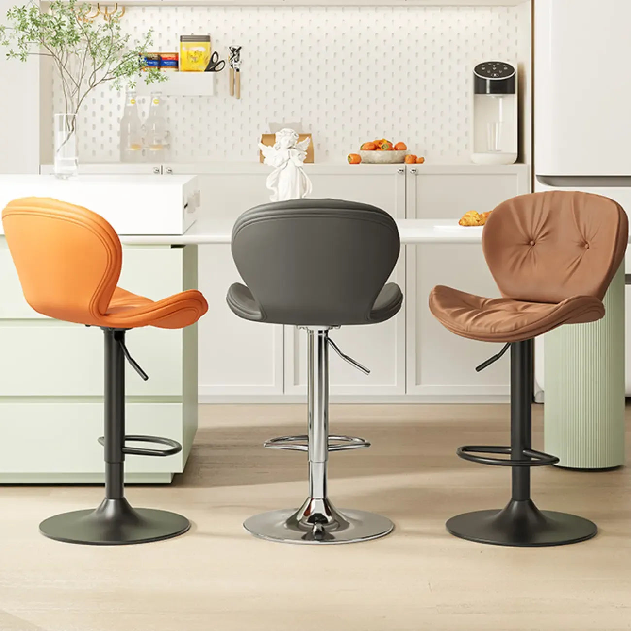Tabourets de bar pivotants à oreilles en similicuir moderne pour la maison