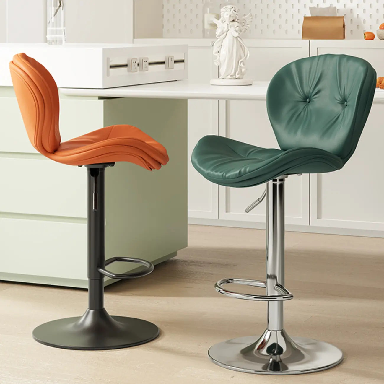 Tabourets de bar pivotants à oreilles en similicuir moderne pour la maison