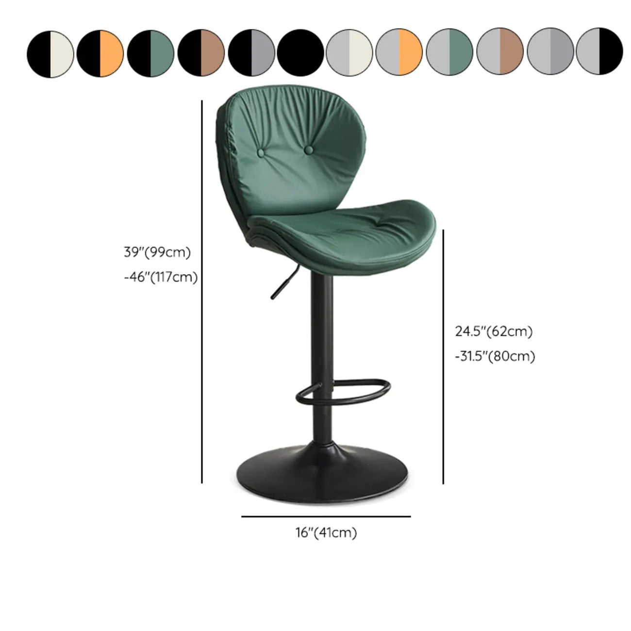 Tabourets de bar pivotants à oreilles en similicuir moderne pour la maison